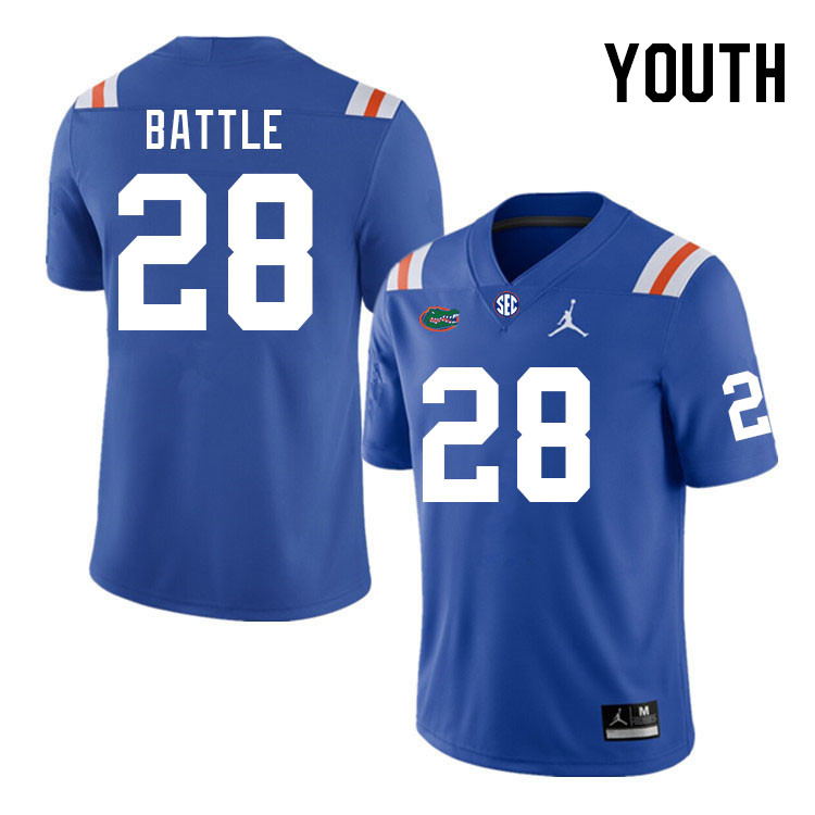 Youth #28 Eddie Battle Florida Gators College Football Jerseys Stitched-Retro
